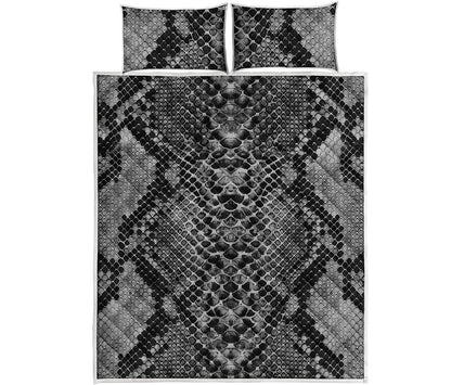 Grey And Black Snakeskin Print Quilt Bed Set