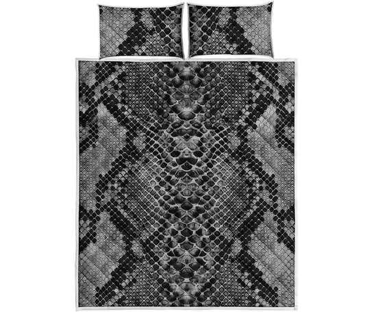 Grey And Black Snakeskin Print Quilt Bed Set