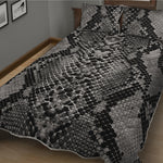 Grey And Black Snakeskin Print Quilt Bed Set