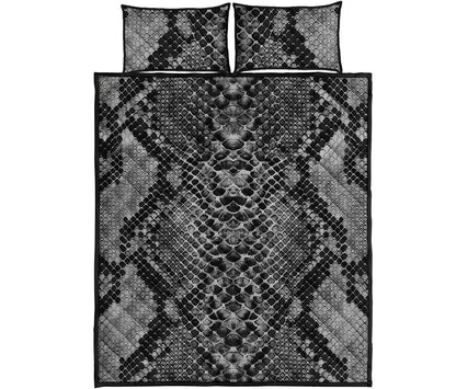 Grey And Black Snakeskin Print Quilt Bed Set