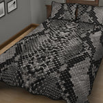 Grey And Black Snakeskin Print Quilt Bed Set