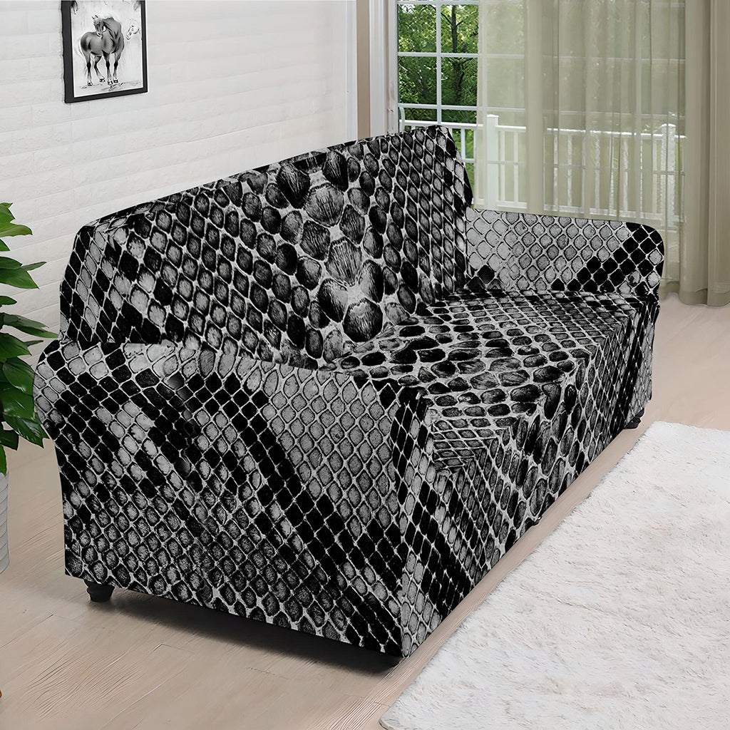 Grey And Black Snakeskin Print Sofa Cover