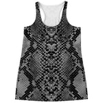 Grey And Black Snakeskin Print Women's Racerback Tank Top
