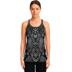 Grey And Black Snakeskin Print Women's Racerback Tank Top