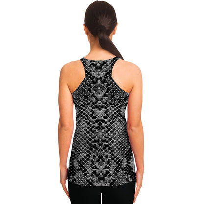 Grey And Black Snakeskin Print Women's Racerback Tank Top