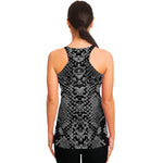 Grey And Black Snakeskin Print Women's Racerback Tank Top