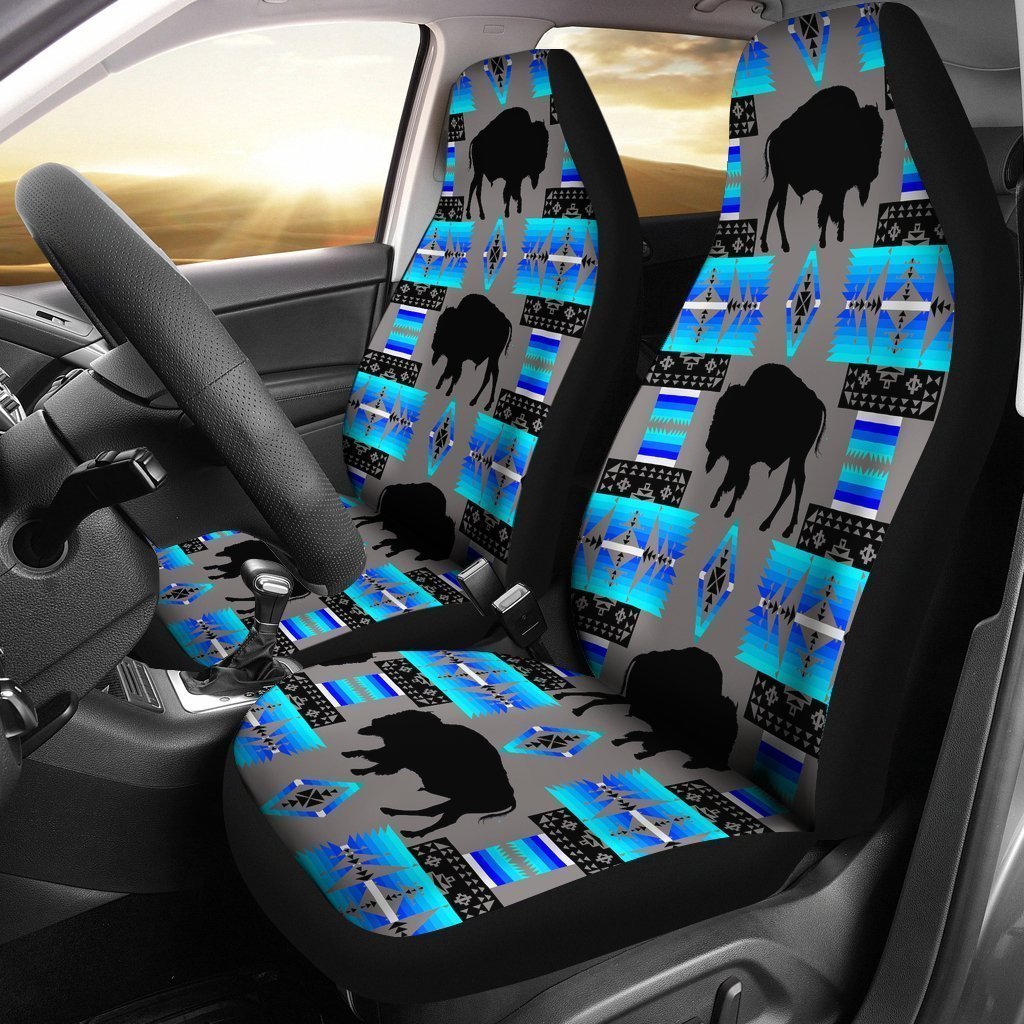 Grey And Blue Native Buffalo Universal Fit Car Seat Covers GearFrost
