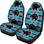 Grey And Blue Native Grizzly Bear Universal Fit Car Seat Covers GearFrost