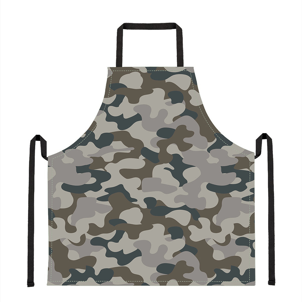 Grey And Brown Camouflage Print Apron