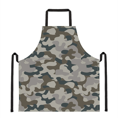 Grey And Brown Camouflage Print Apron