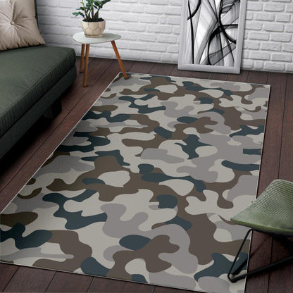 Grey And Brown Camouflage Print Area Rug GearFrost