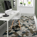 Grey And Brown Camouflage Print Area Rug GearFrost