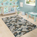 Grey And Brown Camouflage Print Area Rug GearFrost