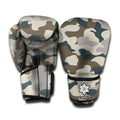 Grey And Brown Camouflage Print Boxing Gloves