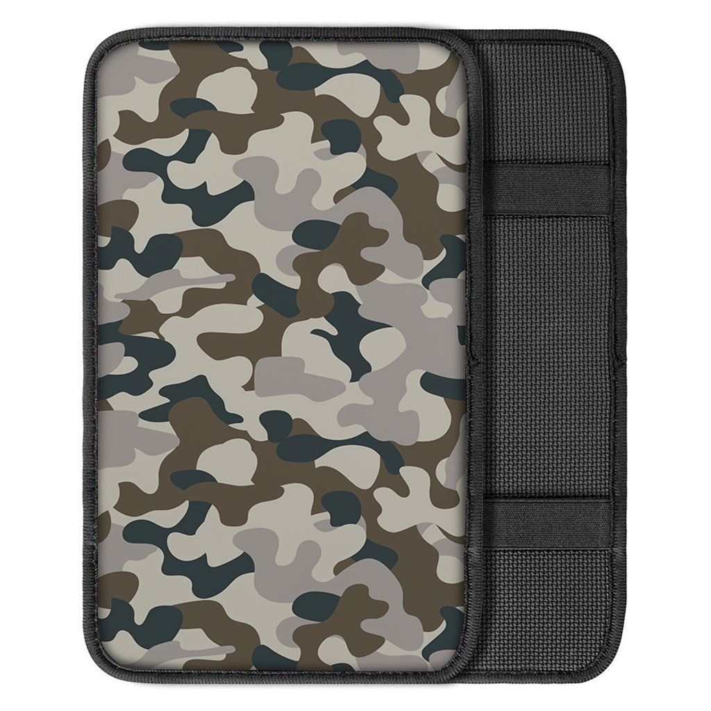 Grey And Brown Camouflage Print Car Center Console Cover