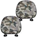 Grey And Brown Camouflage Print Car Headrest Covers