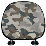 Grey And Brown Camouflage Print Car Headrest Covers
