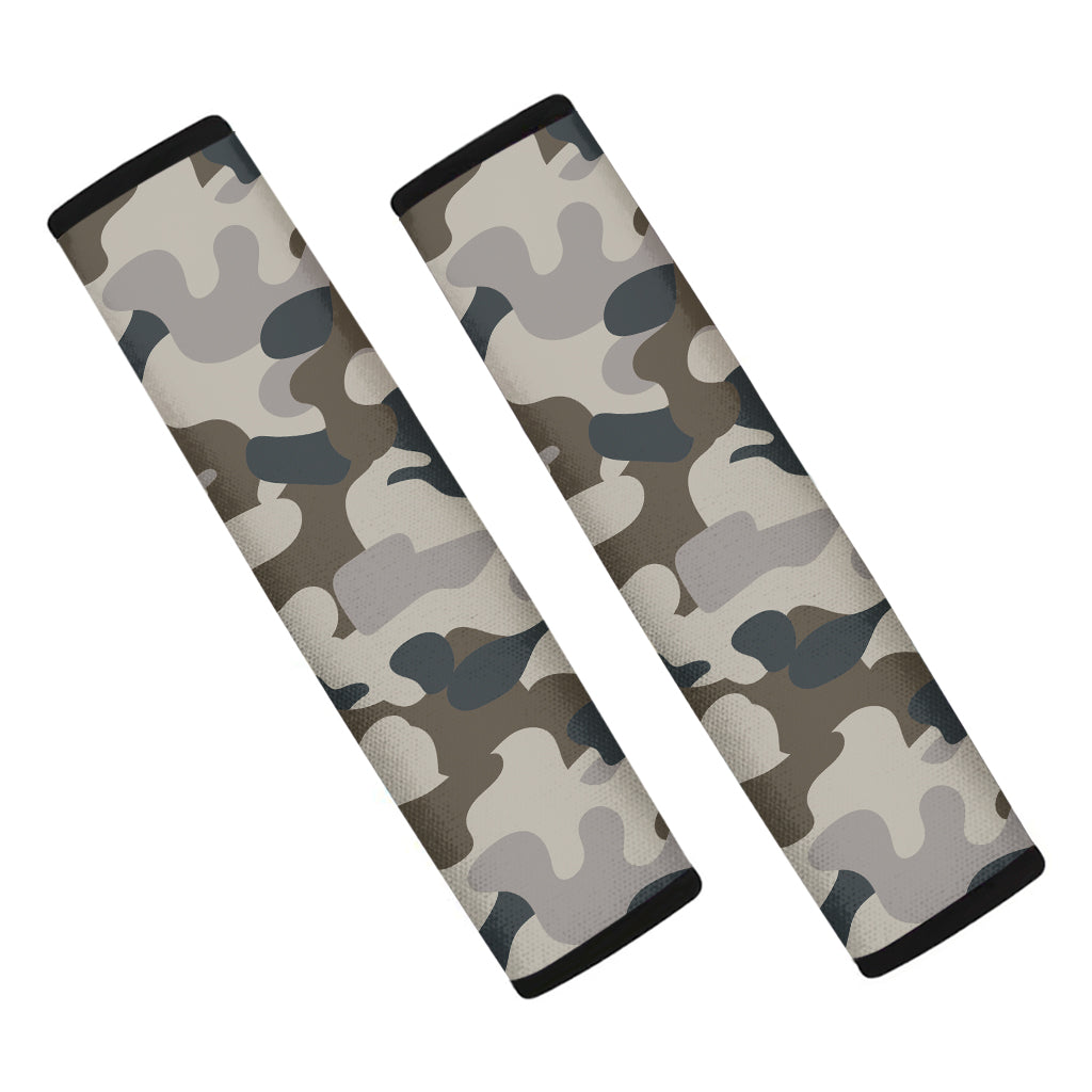 Grey And Brown Camouflage Print Car Seat Belt Covers