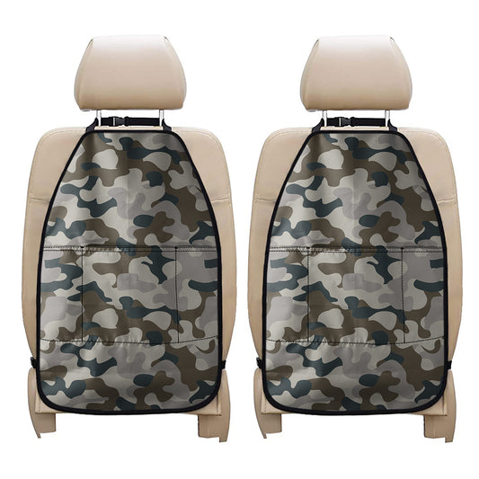 Grey And Brown Camouflage Print Car Seat Organizers