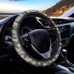Grey And Brown Camouflage Print Car Steering Wheel Cover