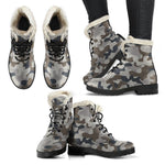 Grey And Brown Camouflage Print Comfy Boots GearFrost