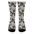 Grey And Brown Camouflage Print Crew Socks