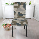 Grey And Brown Camouflage Print Dining Chair Slipcover