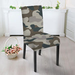 Grey And Brown Camouflage Print Dining Chair Slipcover