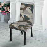 Grey And Brown Camouflage Print Dining Chair Slipcover