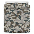Grey And Brown Camouflage Print Duvet Cover Bedding Set