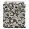 Grey And Brown Camouflage Print Duvet Cover Bedding Set