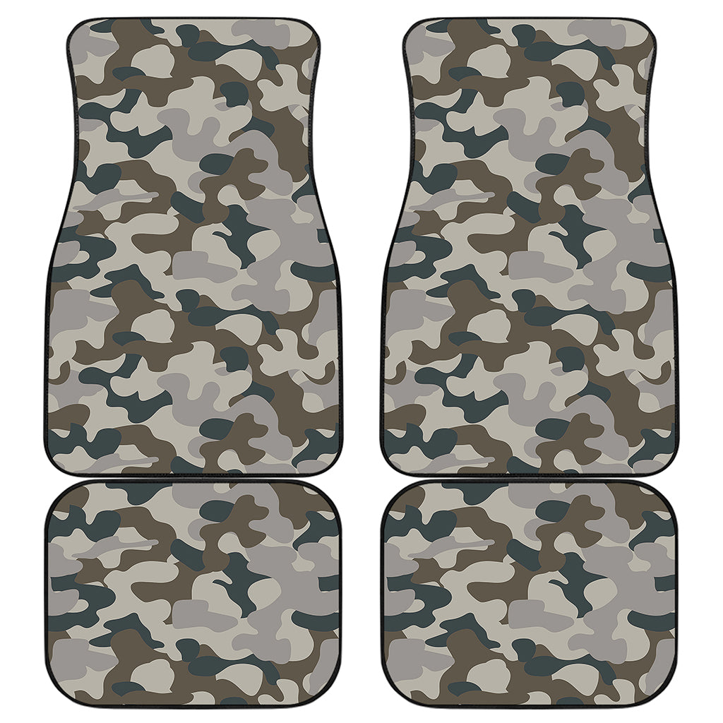 Grey And Brown Camouflage Print Front and Back Car Floor Mats