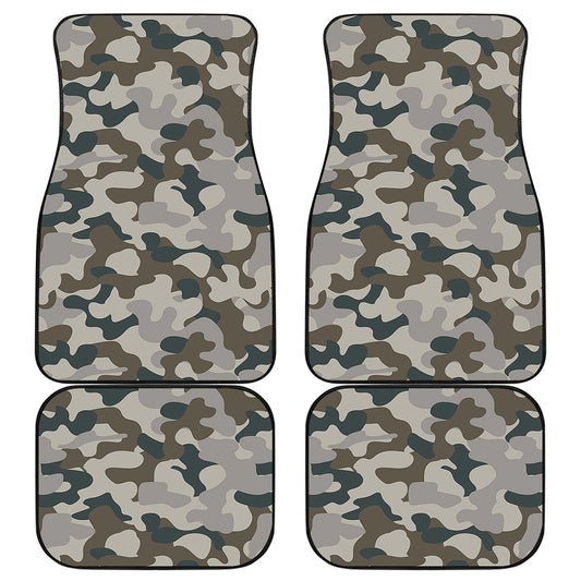 Grey And Brown Camouflage Print Front and Back Car Floor Mats