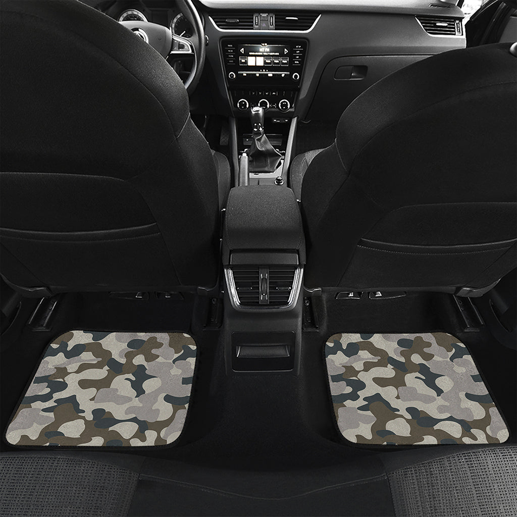 Grey And Brown Camouflage Print Front and Back Car Floor Mats