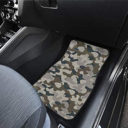 Grey And Brown Camouflage Print Front and Back Car Floor Mats