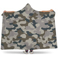 Grey And Brown Camouflage Print Hooded Blanket