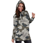 Grey And Brown Camouflage Print Hoodie Dress GearFrost