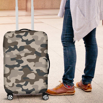 Grey And Brown Camouflage Print Luggage Cover GearFrost