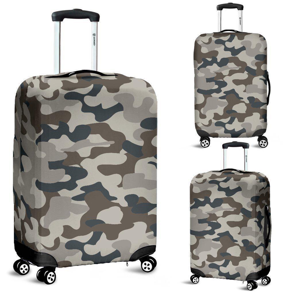 Grey And Brown Camouflage Print Luggage Cover GearFrost