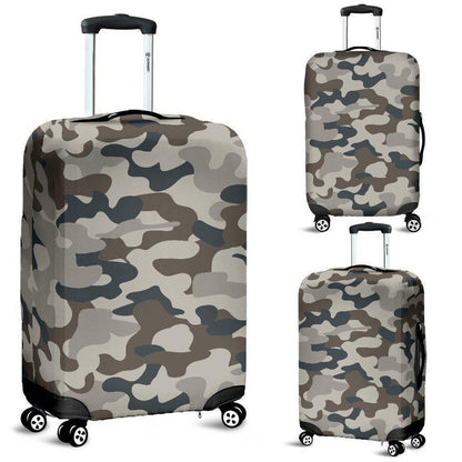 Grey And Brown Camouflage Print Luggage Cover GearFrost