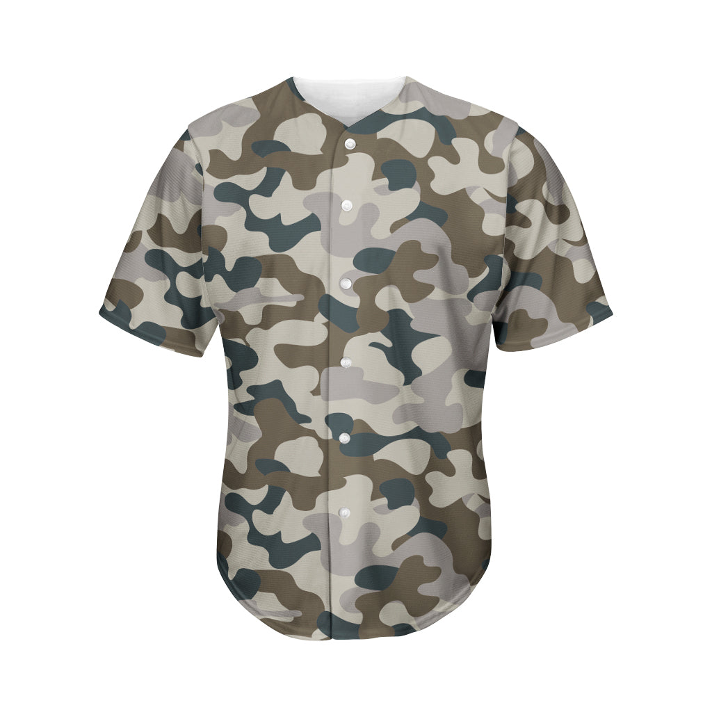 Grey And Brown Camouflage Print Men's Baseball Jersey