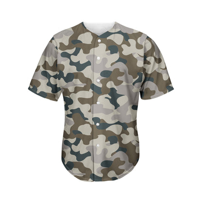 Grey And Brown Camouflage Print Men's Baseball Jersey