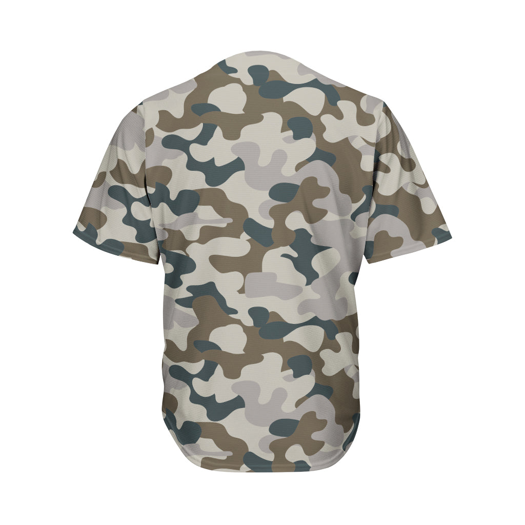 Grey And Brown Camouflage Print Men's Baseball Jersey