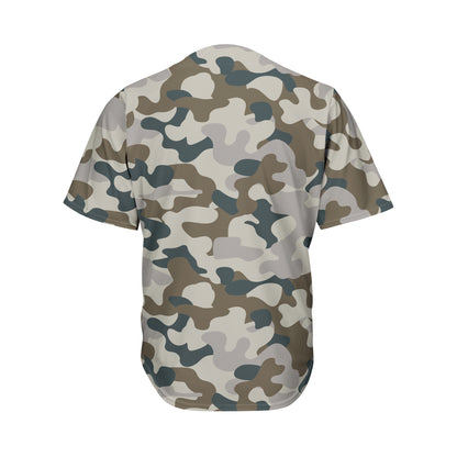 Grey And Brown Camouflage Print Men's Baseball Jersey