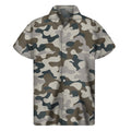 Grey And Brown Camouflage Print Men's Short Sleeve Shirt