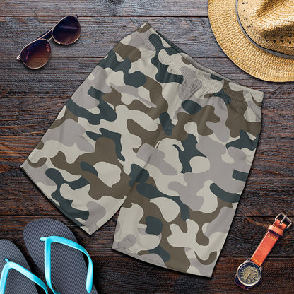 Grey And Brown Camouflage Print Men's Shorts