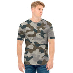 Grey And Brown Camouflage Print Men's T-Shirt