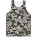 Grey And Brown Camouflage Print Men's Tank Top