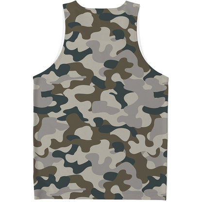 Grey And Brown Camouflage Print Men's Tank Top