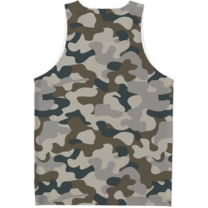 Grey And Brown Camouflage Print Men's Tank Top